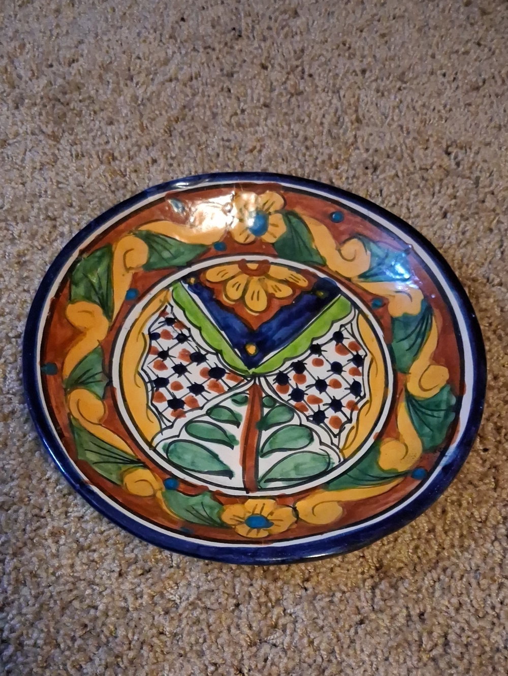 Hand-Painted Decorative Ceramic Plate - Multicolor